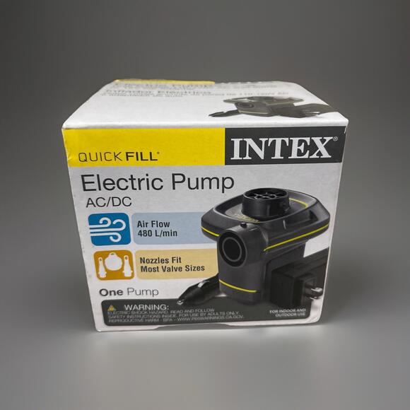 Pompa Elettrica Intex Quick-Fill AC 110-120V - Flusso Aria 21.2 CFM, 3 Ugelli, Per Gonfiabili